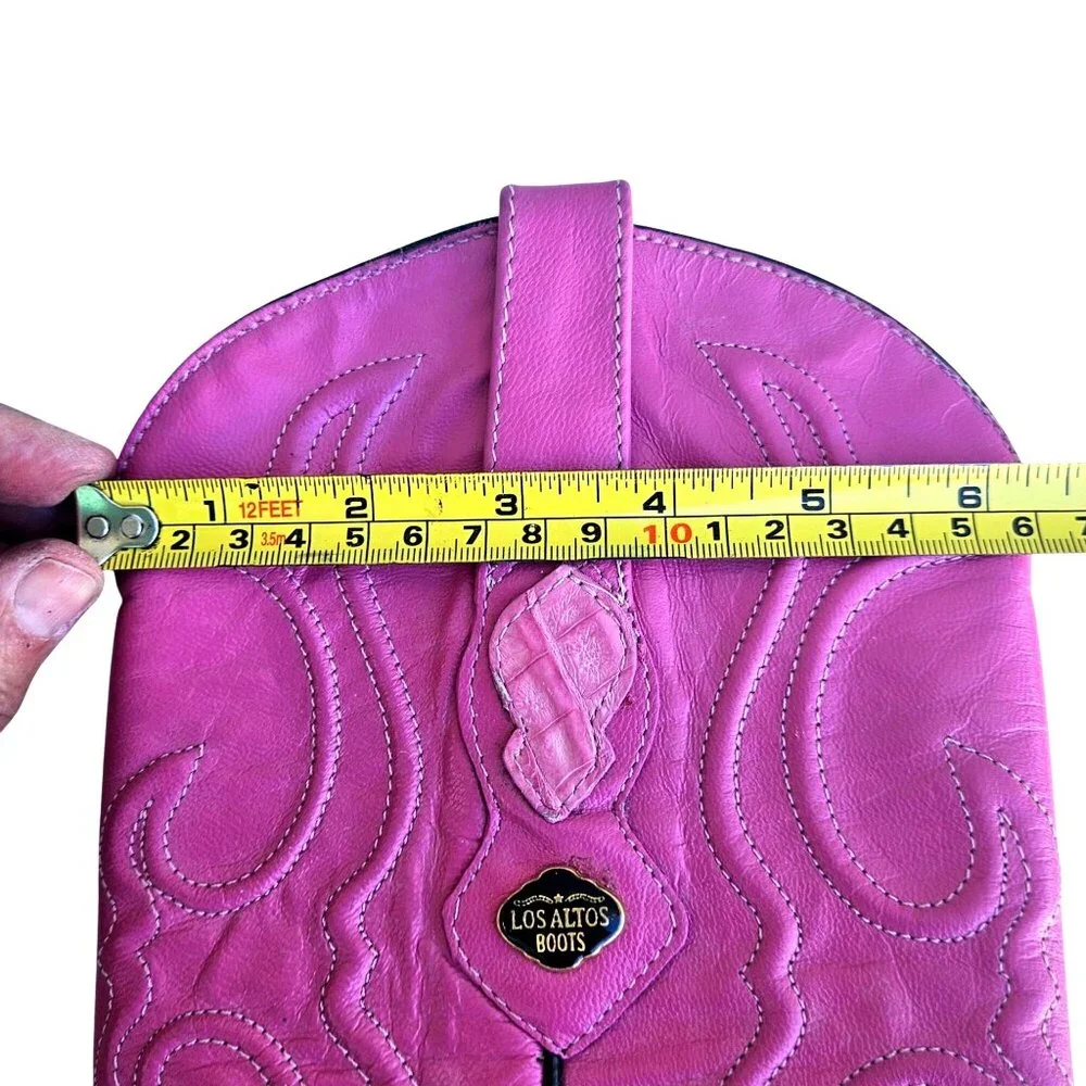 Vintage 90s Los Altos Pink Genuine Crocodile Western Cowboy Boots Women Sz 7 - Picture 14 of 16